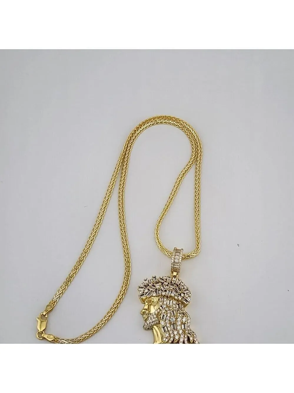 Brand New Sterling Silver 925 Jesus Side Face Necklace